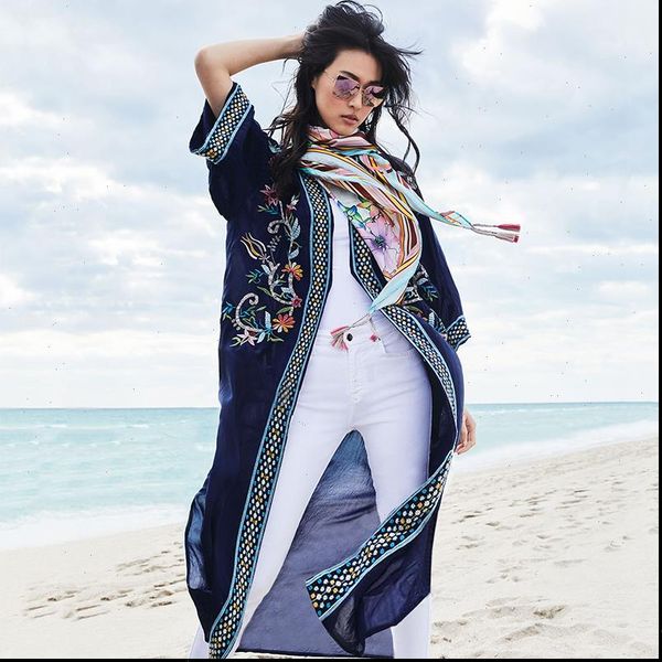 floral embroidered front open womens shirt long kimono cardigan plus size navy blue cotton tunic women and blouses n1146, White
floral embroidered front open womens shirt long kimono cardigan plus size navy blue cotton tunic women and blouses n1146, White