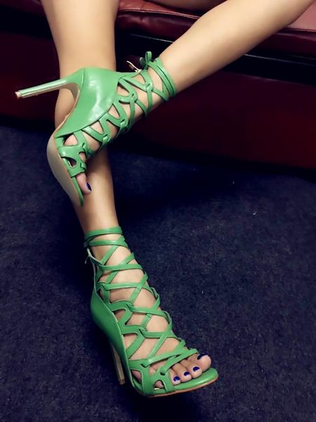 est designer lace-up green thin high heel sandal open toe cut-out gladiator strappy pumps stiletto runway shoes woman sandals, Black
est designer lace-up green thin high heel sandal open toe cut-out gladiator strappy pumps stiletto runway shoes woman sandals, Black
