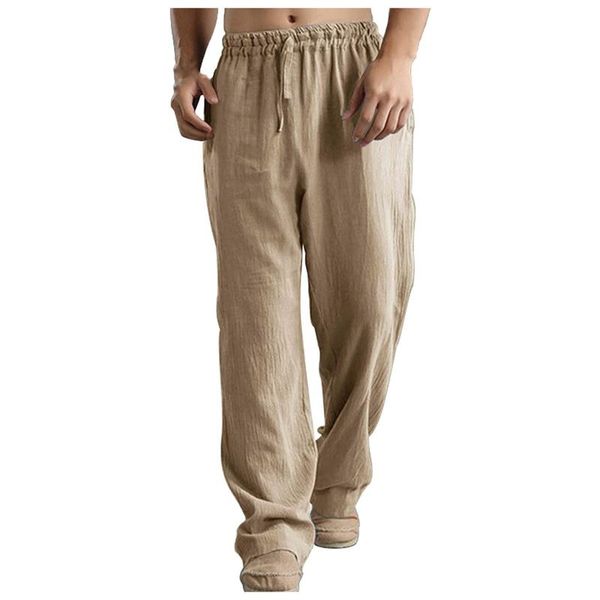 men's pants summer cotton linen casual trousers washed breathable folds elastic waist, Black
men's pants summer cotton linen casual trousers washed breathable folds elastic waist, Black