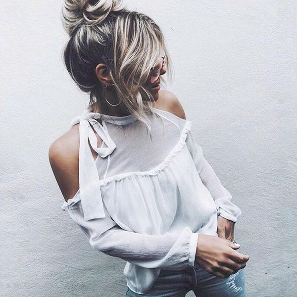 women loose long sleeve chiffon casual blouse shirt summer shirts cocktail women's blouses &, White
women loose long sleeve chiffon casual blouse shirt summer shirts cocktail women's blouses &, White