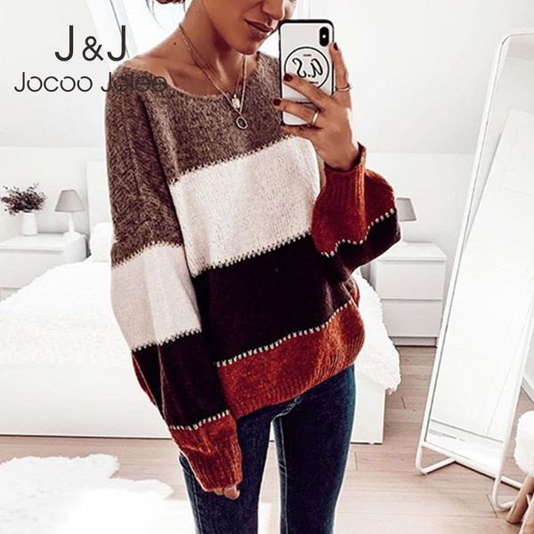 jocoo jolee casual lantern sleeve loose sweater vintage striped color block patchwork pullovers elegant knitting jumpers 210518, White;black
jocoo jolee casual lantern sleeve loose sweater vintage striped color block patchwork pullovers elegant knitting jumpers 210518, White;black