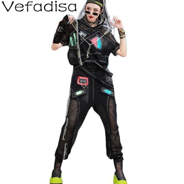 women's two piece pants vefadisa fashion streetwear mesh patchwork women set 2021 summer hooded female t-shirt + elastic waist harem bl, White
women's two piece pants vefadisa fashion streetwear mesh patchwork women set 2021 summer hooded female t-shirt + elastic waist harem bl, White