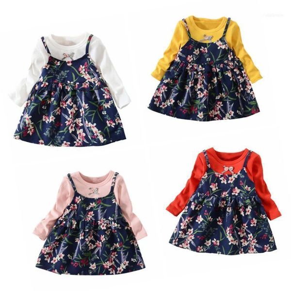 girl's dresses 2021 spring autumn kids children girls long sleeve cute casual infant flower sundress 2pcs1, Red;yellow
girl's dresses 2021 spring autumn kids children girls long sleeve cute casual infant flower sundress 2pcs1, Red;yellow