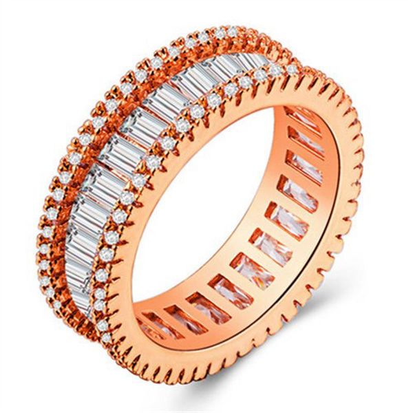 wedding rings elegant zircon rose gold baguette cz stone luxury ring for women, Slivery;golden 
wedding rings elegant zircon rose gold baguette cz stone luxury ring for women, Slivery;golden