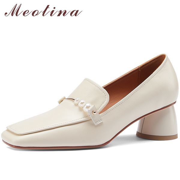 square toe med heels genuine leather woman shoes pearl thick heel dress pumps ladies footwear spring beige big size 40 210517, Black
square toe med heels genuine leather woman shoes pearl thick heel dress pumps ladies footwear spring beige big size 40 210517, Black