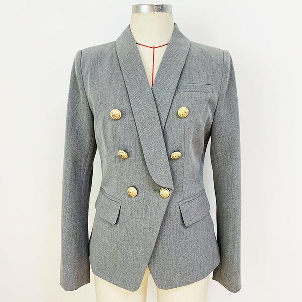 women's suits & blazers women grey blazer designer fashion double breasted gold metal lion buttons shawl collar formal business, White;black
women's suits & blazers women grey blazer designer fashion double breasted gold metal lion buttons shawl collar formal business, White;black