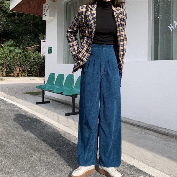 women's pants & capris hzirip 2021 autumn corduroy plus basic straight slender high waist solid casual loose brief women chic trousers, Black;white
women's pants & capris hzirip 2021 autumn corduroy plus basic straight slender high waist solid casual loose brief women chic trousers, Black;white