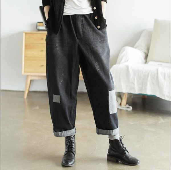 women jeans autumn fashion loose casual denim pants 2021 female elastic waist pocket patchwork scratched trousers women's, Blue
women jeans autumn fashion loose casual denim pants 2021 female elastic waist pocket patchwork scratched trousers women's, Blue
