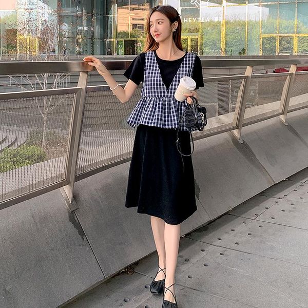 maternity dresses fashion pregnant women summer lactation dress suits short sleeve o-neck cotton dress+ruffles plaid vest twinset sets, White
maternity dresses fashion pregnant women summer lactation dress suits short sleeve o-neck cotton dress+ruffles plaid vest twinset sets, White