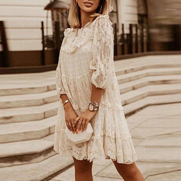 summer spring solid 3/4 sleeve embroidery dress lace mesh mini dresses women fashion o neck elegant party ruffle loose vestidos casual, Black;gray
summer spring solid 3/4 sleeve embroidery dress lace mesh mini dresses women fashion o neck elegant party ruffle loose vestidos casual, Black;gray