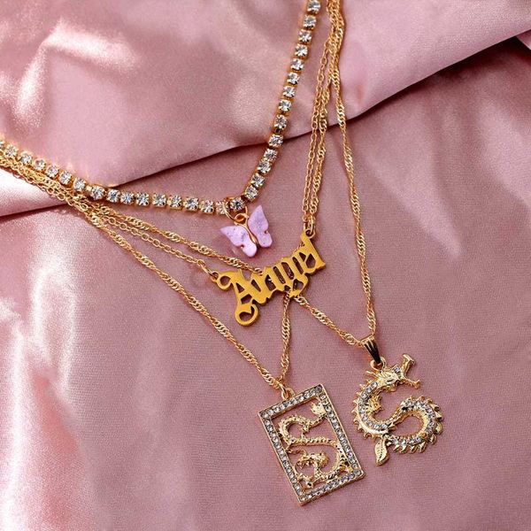 pendant necklaces multilayer shiny dragon crystal for women golden letter butterfly rhinestone tennis chain necklace jewelry, Silver
pendant necklaces multilayer shiny dragon crystal for women golden letter butterfly rhinestone tennis chain necklace jewelry, Silver