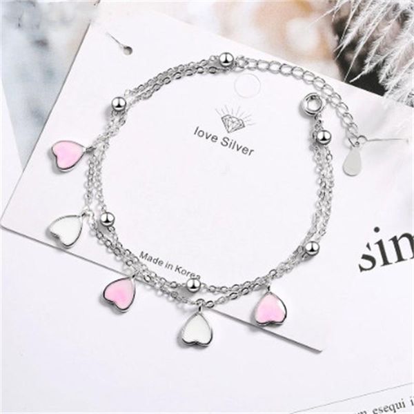 link, chain sweet pink glaze cherry blossom petals gradient heart shaped double layer bracelets wholesale, Black
link, chain sweet pink glaze cherry blossom petals gradient heart shaped double layer bracelets wholesale, Black