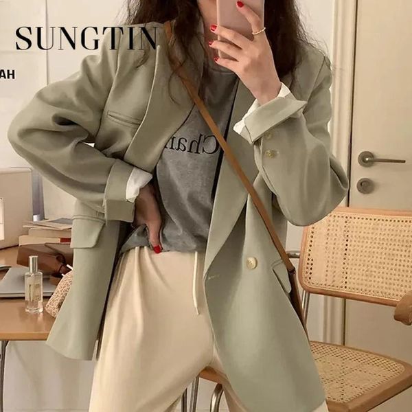 women's suits & blazers sungtin fashion office lady loose blazer jackets women 2021 korean double breasted casual chic button elegant c, White;black
women's suits & blazers sungtin fashion office lady loose blazer jackets women 2021 korean double breasted casual chic button elegant c, White;black