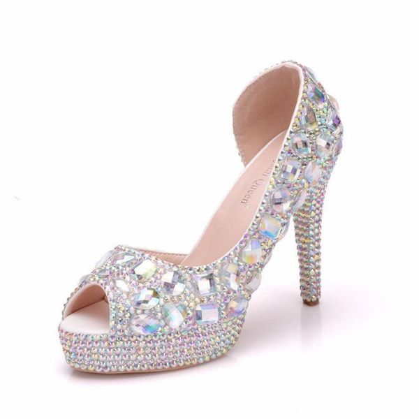 dress shoes white color diamond wedding thin heel fish mouth waterproof platform high stage female party, Black
dress shoes white color diamond wedding thin heel fish mouth waterproof platform high stage female party, Black