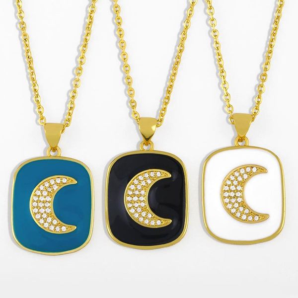pendant necklaces flola crystal enamel crescent moon necklace for women gold chain square geometric zirconia jewelry gifts nkes45, Silver
pendant necklaces flola crystal enamel crescent moon necklace for women gold chain square geometric zirconia jewelry gifts nkes45, Silver