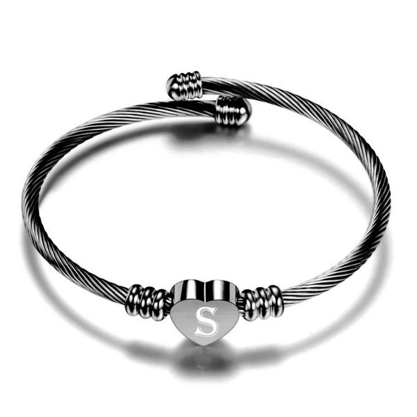 bangle simple stainless steel braided black cable wire bangles color 26 letters a-z titanium heart women bracelet accessories
bangle simple stainless steel braided black cable wire bangles color 26 letters a-z titanium heart women bracelet accessories