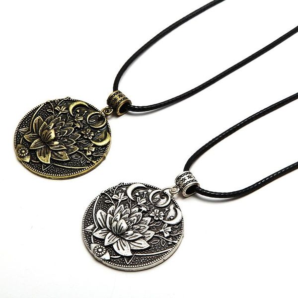 pendant necklaces vintage alloy mandala lotus flower for women charm leather chain amulet yoga jewelry, Silver
pendant necklaces vintage alloy mandala lotus flower for women charm leather chain amulet yoga jewelry, Silver