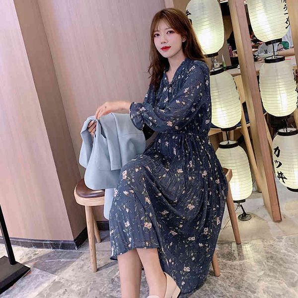 women chiffon dress vintage floral print long sleeve a-line loose lace up pleate female boho vestidos spring summer 210423, Black;gray
women chiffon dress vintage floral print long sleeve a-line loose lace up pleate female boho vestidos spring summer 210423, Black;gray