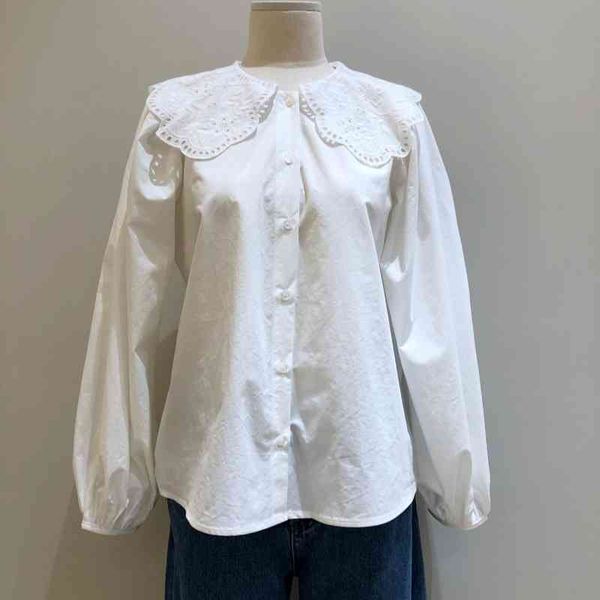 spring sweet lace hook flower white blouse woman buttoned shirts long sleeve woman korean all match blusas mujer 210514
spring sweet lace hook flower white blouse woman buttoned shirts long sleeve woman korean all match blusas mujer 210514