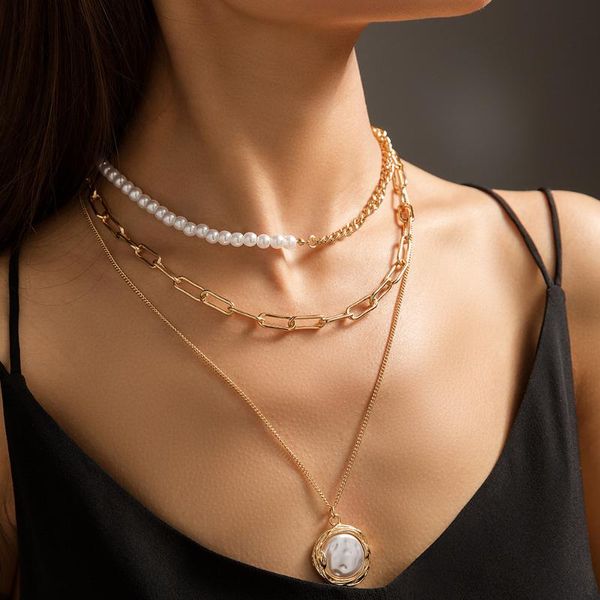 chains european and american pure handmade flat pearl splice necklace multilayer plaid, Silver
chains european and american pure handmade flat pearl splice necklace multilayer plaid, Silver