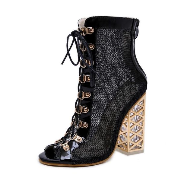 sandals spring autumn bling boots peep open toe cross tied lace up clear heeled high heels with back zipper ladies block elegant, Black
sandals spring autumn bling boots peep open toe cross tied lace up clear heeled high heels with back zipper ladies block elegant, Black