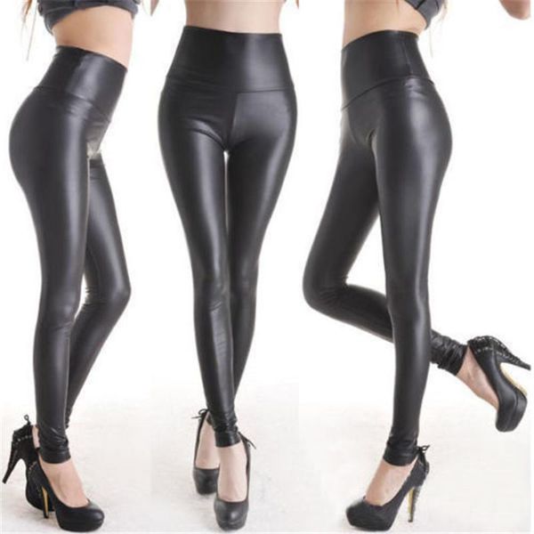 women's leggings tight pants high waist stretch faux leather elastic sheathy, Black
women's leggings tight pants high waist stretch faux leather elastic sheathy, Black
