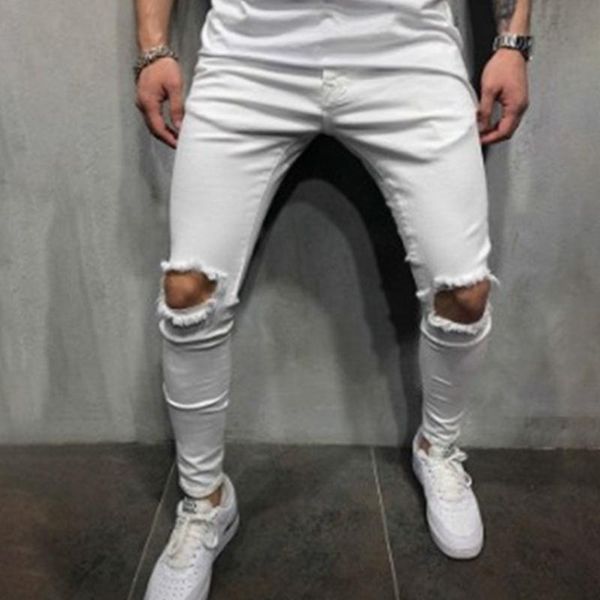 men's pants lugentolo jogging men fashion casual all-match solid color ripped middle waist and small feet tight trousers, Black
men's pants lugentolo jogging men fashion casual all-match solid color ripped middle waist and small feet tight trousers, Black