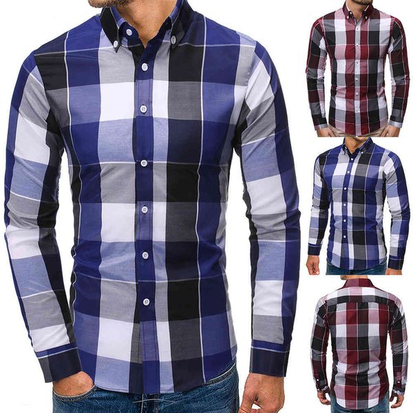 boutique fashion shirt men's autumn color contrast plaid long sleeve slim fit, White;black
boutique fashion shirt men's autumn color contrast plaid long sleeve slim fit, White;black