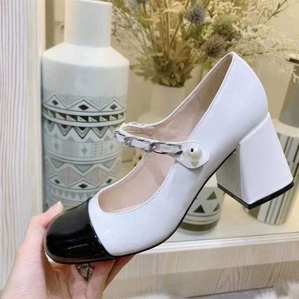 miu's leather high heels women's thick heels with patent leather mary jane french retro square head pearl single shoes women ysj, Black
miu's leather high heels women's thick heels with patent leather mary jane french retro square head pearl single shoes women ysj, Black