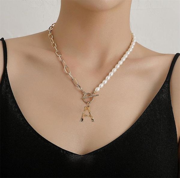 pendant necklaces imitation pearls letter hiphop a-z initial necklace for women punk skull alphabet jewelry thick chain ot buckle choker, Silver
pendant necklaces imitation pearls letter hiphop a-z initial necklace for women punk skull alphabet jewelry thick chain ot buckle choker, Silver