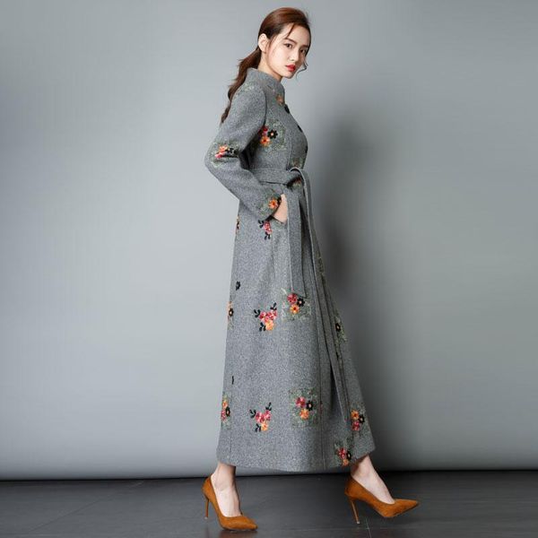 autumn and winter women's woolen heavy coat collar embroidery slim long cloth wool & blends, Black
autumn and winter women's woolen heavy coat collar embroidery slim long cloth wool & blends, Black