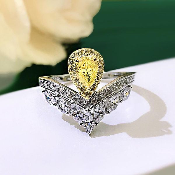 cluster rings 2021 women's luxury 925 silver ring crown citrine engagement zircon princess temperament noble wedding party jewelry, Golden;silver
cluster rings 2021 women's luxury 925 silver ring crown citrine engagement zircon princess temperament noble wedding party jewelry, Golden;silver