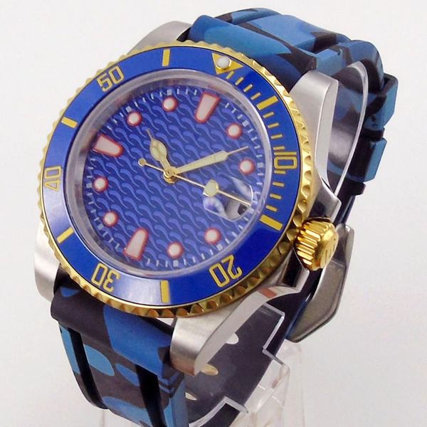 wristwatches simple blue two tone gold 40mm automatic men watch 21 jewels miyota 8215 green luminous hand rubber band, Slivery;brown
wristwatches simple blue two tone gold 40mm automatic men watch 21 jewels miyota 8215 green luminous hand rubber band, Slivery;brown