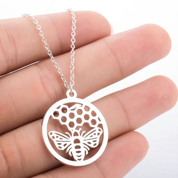 pendant necklaces bee nesting circle honeycomb necklace pendants for women peculiar design stylish stainless steel jewelry, Silver
pendant necklaces bee nesting circle honeycomb necklace pendants for women peculiar design stylish stainless steel jewelry, Silver