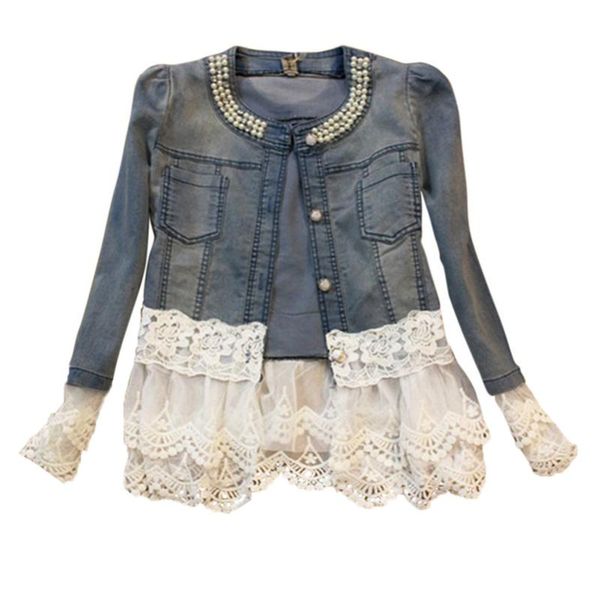 women's jackets lace sleeve autumn winter long denim feminine outwear shelters mujer cardigan ruffle sweet short jeans, Black;brown
women's jackets lace sleeve autumn winter long denim feminine outwear shelters mujer cardigan ruffle sweet short jeans, Black;brown