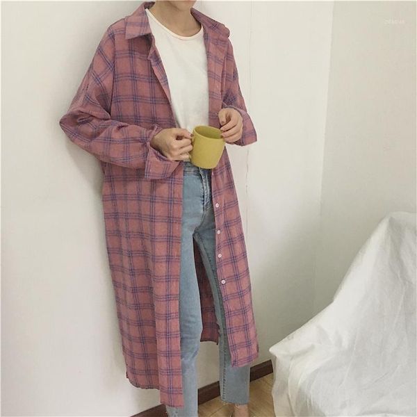 women's blouses & shirts real pos female long casual plaid cardigans women soft grid loose for girls dx890, White
women's blouses & shirts real pos female long casual plaid cardigans women soft grid loose for girls dx890, White