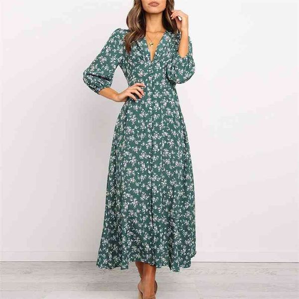 vintage floral print maxi long dress women autumn winter green casual loose v neck black button 210427, Black;gray
vintage floral print maxi long dress women autumn winter green casual loose v neck black button 210427, Black;gray