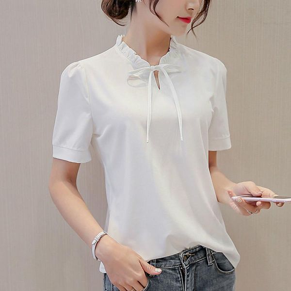 summer chiffon blouse ruffled collar bow neck shirt petal short sleeve blusas femininas women's blouses & shirts, White
summer chiffon blouse ruffled collar bow neck shirt petal short sleeve blusas femininas women's blouses & shirts, White