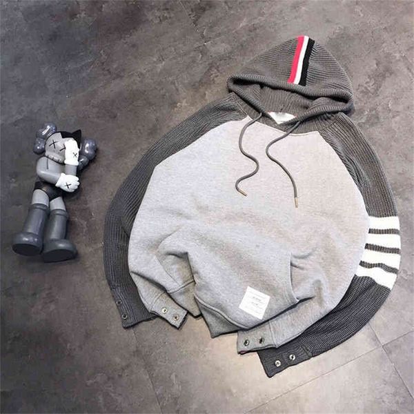 yarn dyed fashion four bar color knitted sleeves hooded plush sweater men's and women's lovers' leisure, Black
yarn dyed fashion four bar color knitted sleeves hooded plush sweater men's and women's lovers' leisure, Black