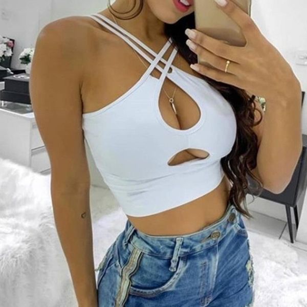 women's tanks & camis woman vest slim shirt cross pinstripe fashion chest cutout solid casual female patchwork hanging neck vests, White
women's tanks & camis woman vest slim shirt cross pinstripe fashion chest cutout solid casual female patchwork hanging neck vests, White
