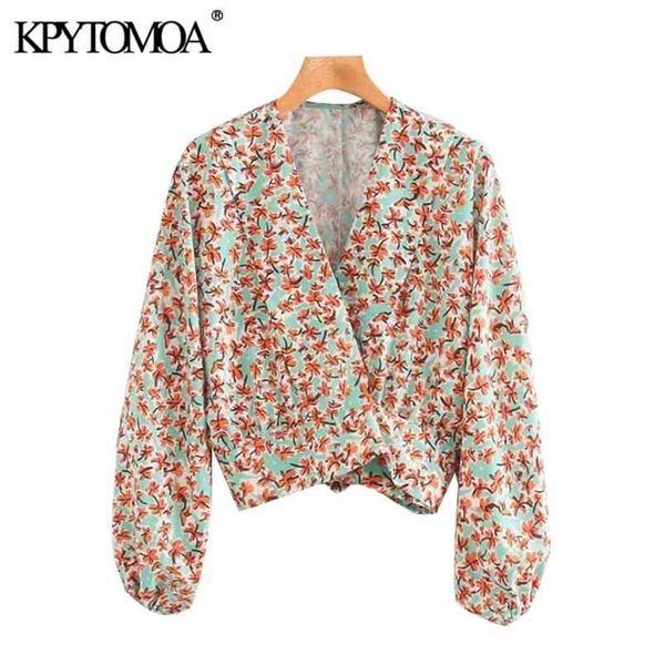 women fashion floral print loose cropped wrap blouses long sleeve back bow tied female shirts chic 210420, Black;white
women fashion floral print loose cropped wrap blouses long sleeve back bow tied female shirts chic 210420, Black;white