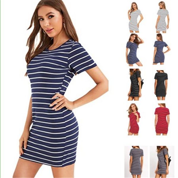 stripe short 2021 casual summer sleeve new women's slim t-shirt loose dress, White;black
stripe short 2021 casual summer sleeve new women's slim t-shirt loose dress, White;black