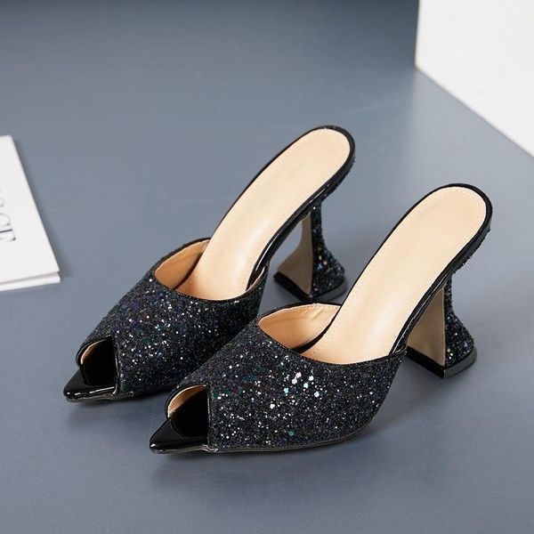 slippers 2021 women black sides female thick high heels open toed pointed slipper summer 11cm block heel peep toe outside 42
slippers 2021 women black sides female thick high heels open toed pointed slipper summer 11cm block heel peep toe outside 42