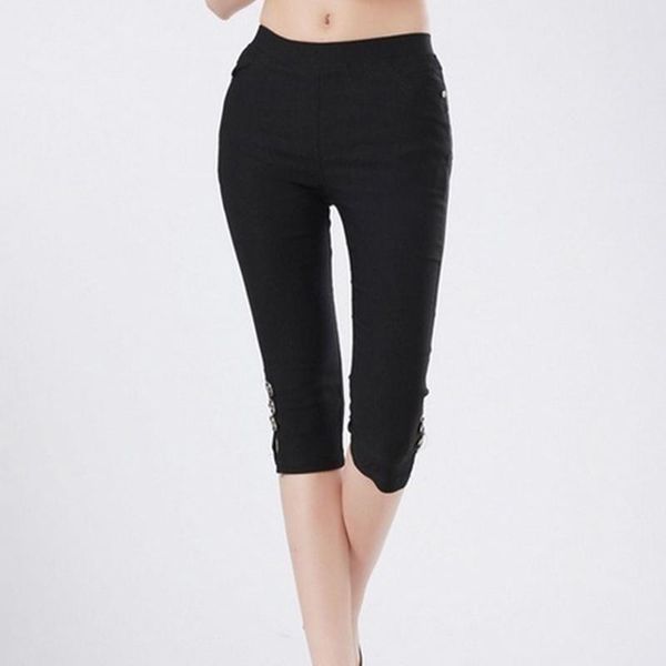 arrival ladies button solid mid leggings women summer casual calf pants capris stretch female plus size women's, Black
arrival ladies button solid mid leggings women summer casual calf pants capris stretch female plus size women's, Black