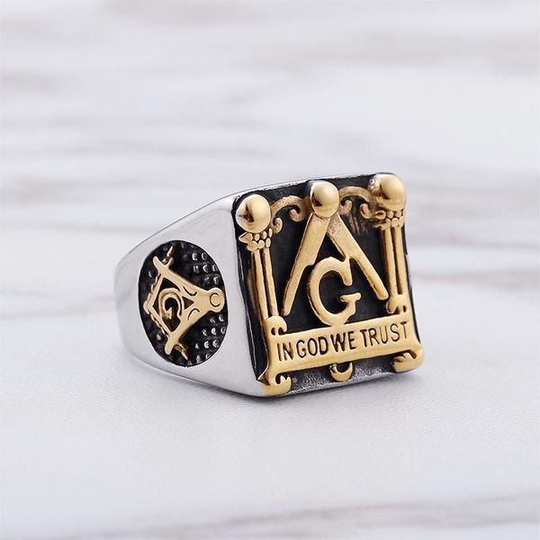 european and american vintage masonic elements ring gold casting stainless steel men's jewelry cluster rings, Golden;silver
european and american vintage masonic elements ring gold casting stainless steel men's jewelry cluster rings, Golden;silver