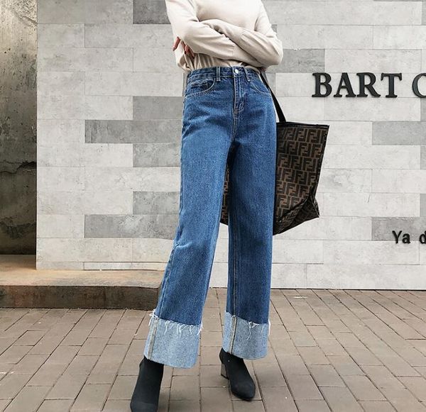 women's jeans women high waist loose autumn winter wide leg straight pants full length jean with pocket fashion lady recommend, Blue
women's jeans women high waist loose autumn winter wide leg straight pants full length jean with pocket fashion lady recommend, Blue