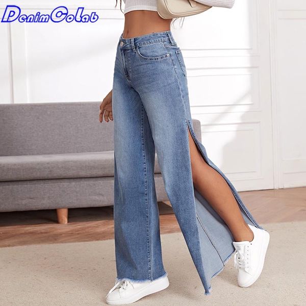 women's jeans denimcolab fashion high split wide leg pants women fringe elastic casual loose lady stretch streetwear trouser, Blue
women's jeans denimcolab fashion high split wide leg pants women fringe elastic casual loose lady stretch streetwear trouser, Blue