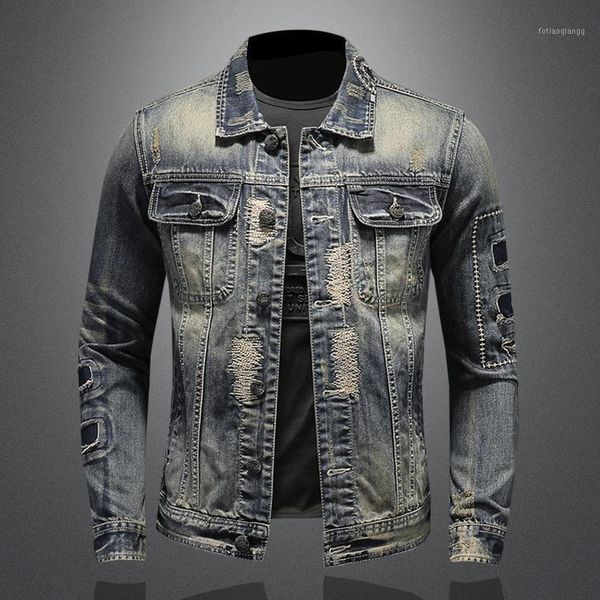 men's jackets spring and autumn solid single-breasted with holes patches slim retro long-sleeved denim, Black;brown
men's jackets spring and autumn solid single-breasted with holes patches slim retro long-sleeved denim, Black;brown