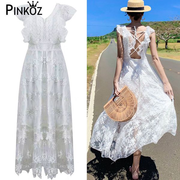 fashion white maxi dress lace embroidery v-neck elegant party hollow out backless spaghetti long dresses vestidos 210421
fashion white maxi dress lace embroidery v-neck elegant party hollow out backless spaghetti long dresses vestidos 210421