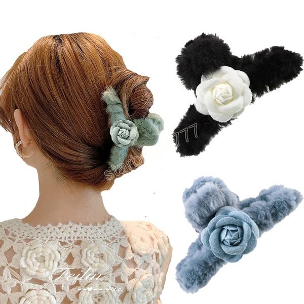 women plush elegant hair claw solid color flower hair clips headband hairpin fashion hair accessories winter, Slivery;white
women plush elegant hair claw solid color flower hair clips headband hairpin fashion hair accessories winter, Slivery;white